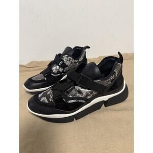Sheridan Mia Shoes Womens Size 8.5 Black Gray Snake Print Elastic Strap Platform